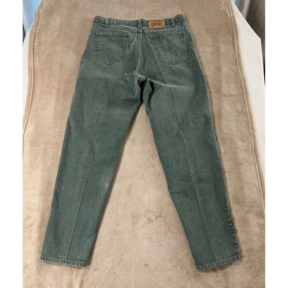 Vintage Levi's 550 Orange Tab Jeans Green W38 L32 Cotton‎ USA Flawed Stains